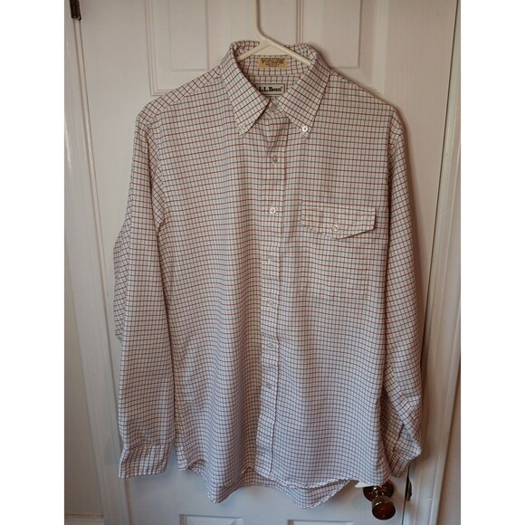 Mens L.L.Bean Medium Button Up Long Sleeve Shirt Checkered - Picture 1 of 3
